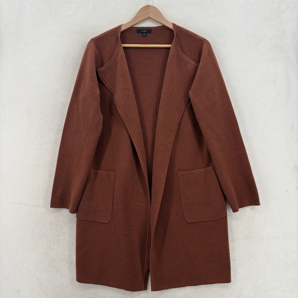 J.Crew Juliette Collarless Sweater Blazer Womens Small Brown Merino Open Front